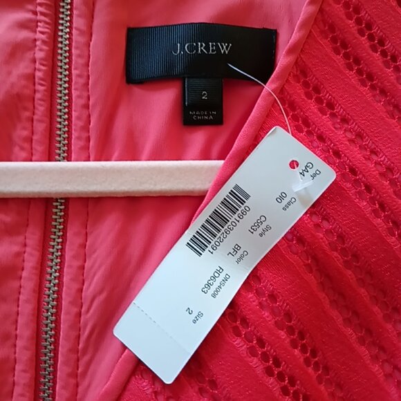 J CREW Pinky Red Striped Poppy Red Eyelet dress, V neckline Size 2 New With Tags - Picture 5 of 5